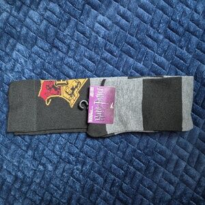 Harry Potter Black & Gray Over The Knee Socks With Hogwarts Crest, New With Tags